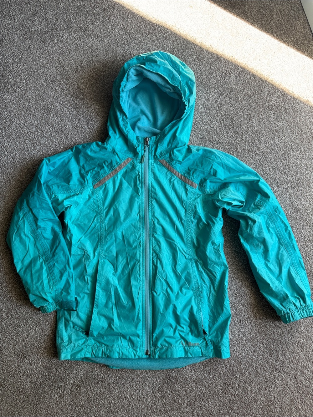L.L.Bean Kids M 10-12 TEK O Hooded Fleece Lined Jacket Teal